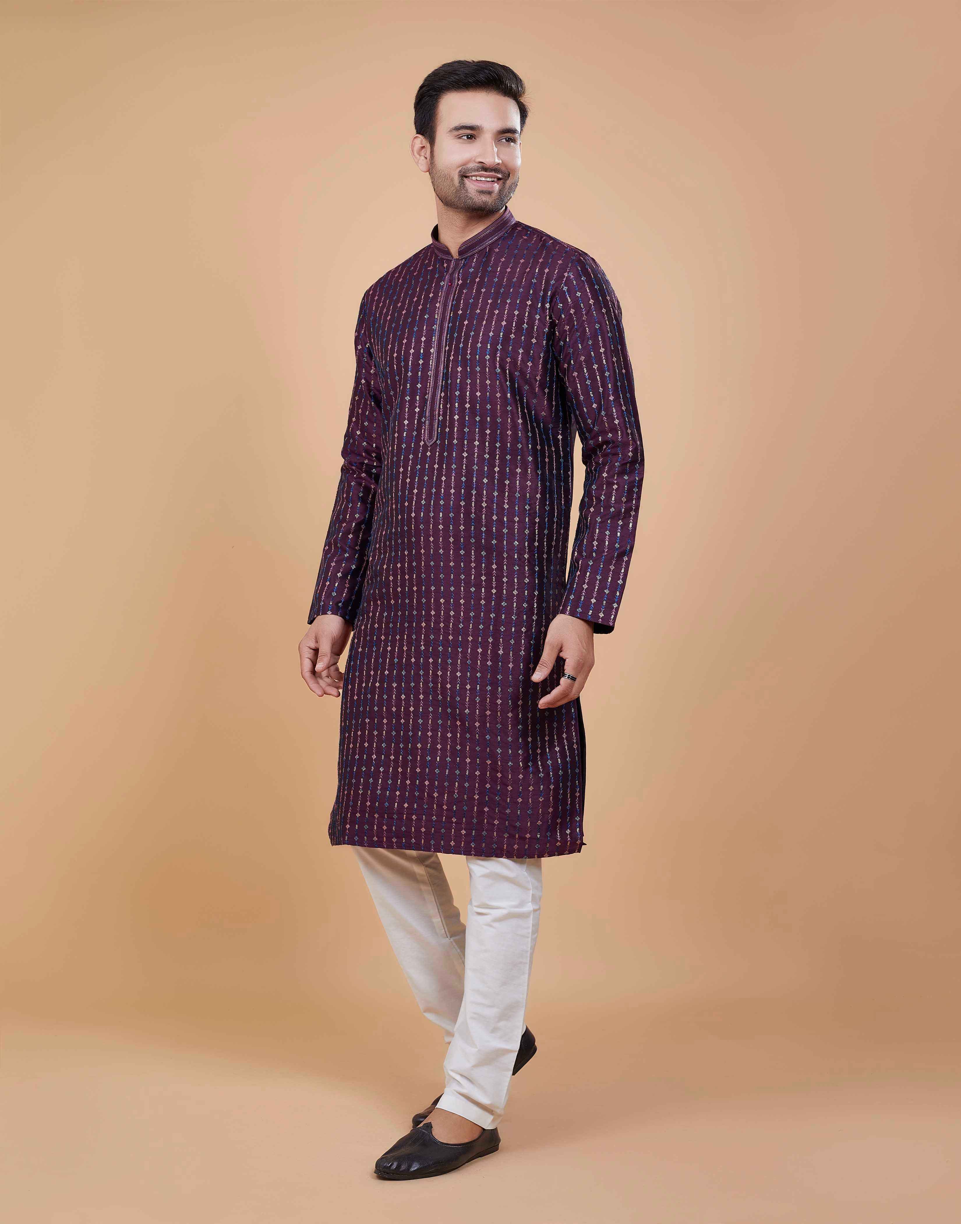 Floral All Over Thread Sequence Work Kurta Set