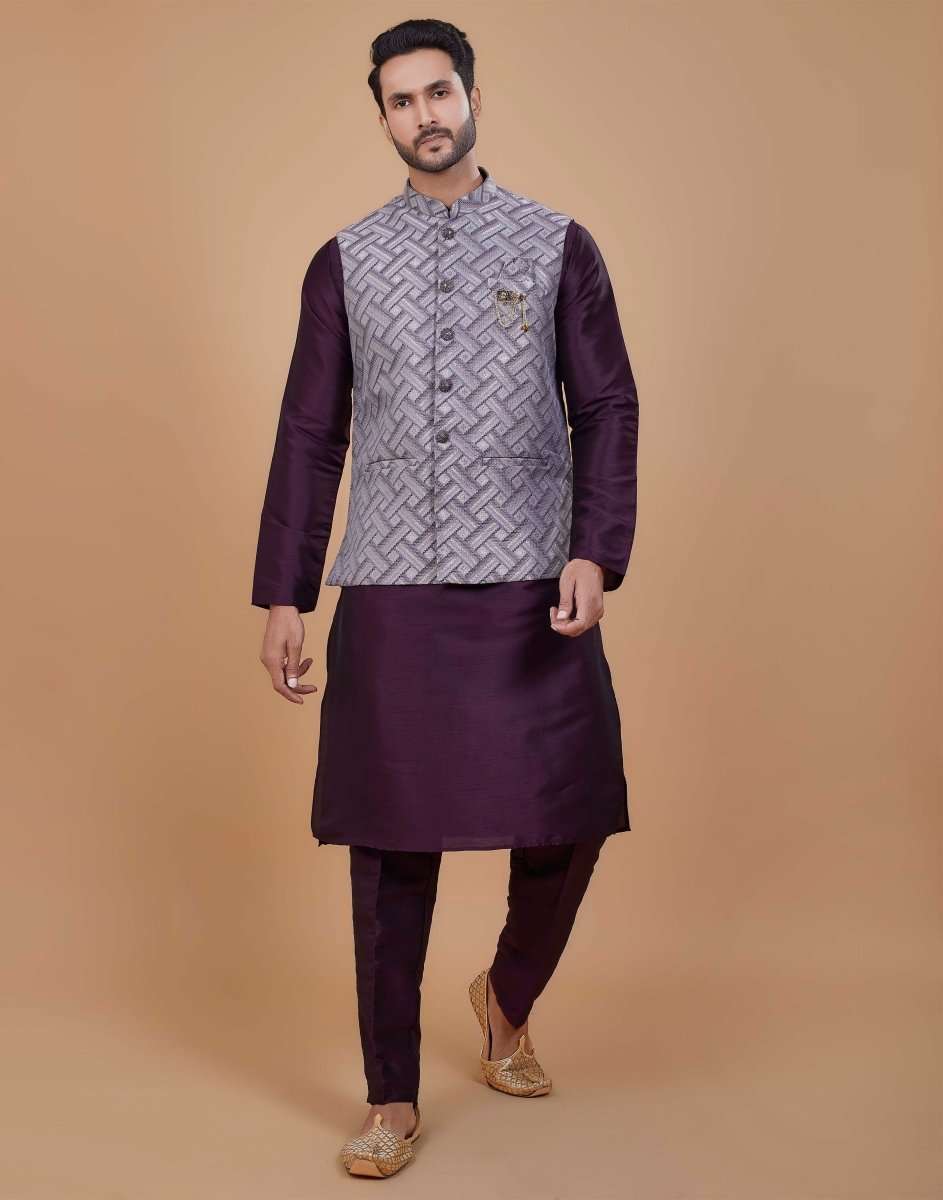 Self Highlighted Brocade Design Kurta Set