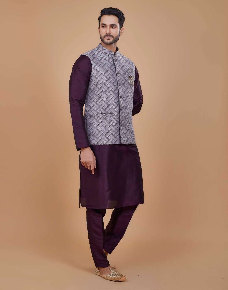 Self Highlighted Brocade Design Kurta Set