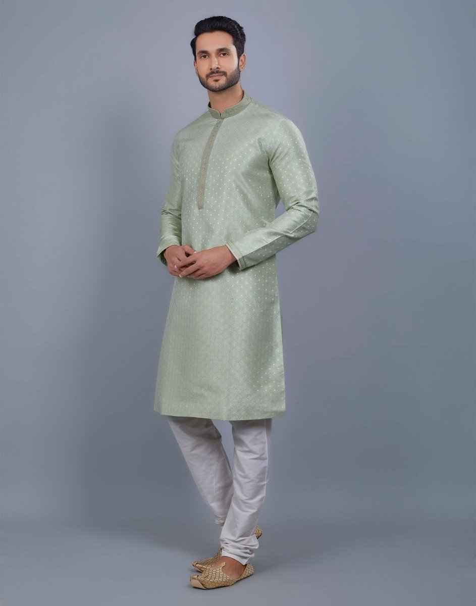 All Over Silver Motive Pattern Kurta Set