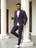 Wine Polyester Terry Cotton Blazer