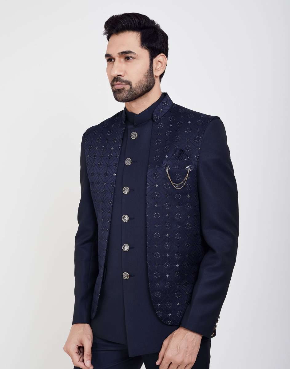 Jacquard Design With Jacket Style Bandhagala Set