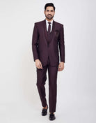 Self Textured 5 Pc Tuxido Designer Suit