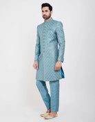 Jacquard Thread And Sequence Work Indo Western Sherwani Set