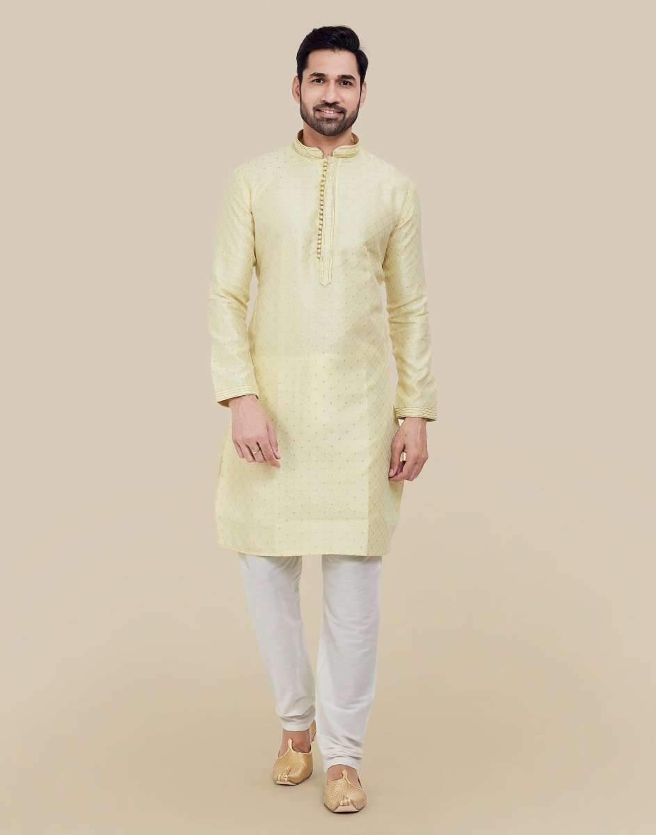 Self Brocade Jacquard Kurtha Pajama Set