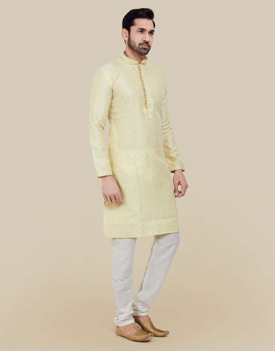 Self Brocade Jacquard Kurtha Pajama Set