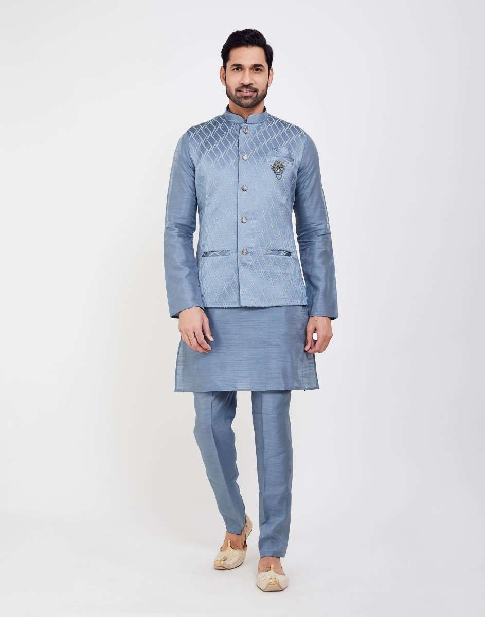 Jacquard 3D Self Plain Kurtha Set