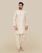 Peach Jacquard With Plain Kurtha Set