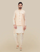 Peach Jacquard With Plain Kurtha Set