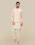 Peach Jacquard With Plain Kurtha Set