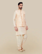 Peach Jacquard With Plain Kurtha Set