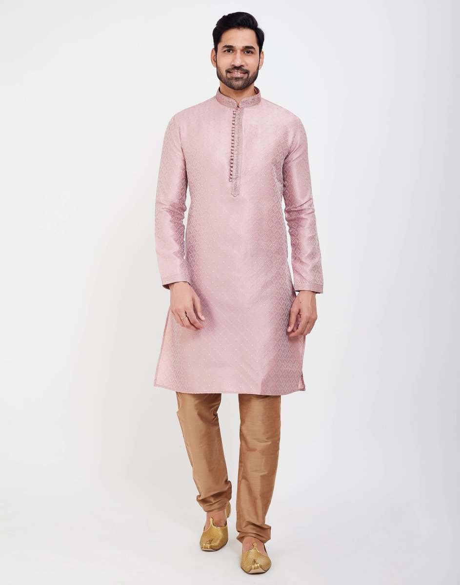 Self Brocade Jacquard Kurtha Pajama Set