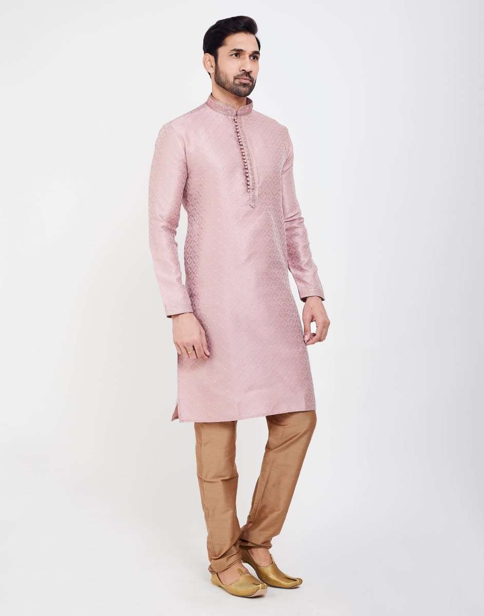 Self Brocade Jacquard Kurtha Pajama Set