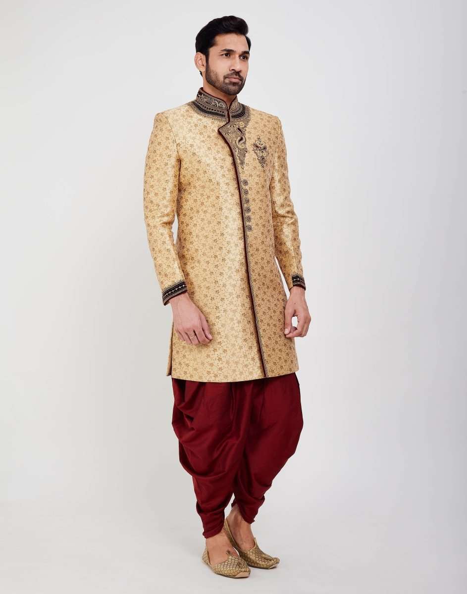 Zardosi Embroidery And Collar Work Wedding Sherwani