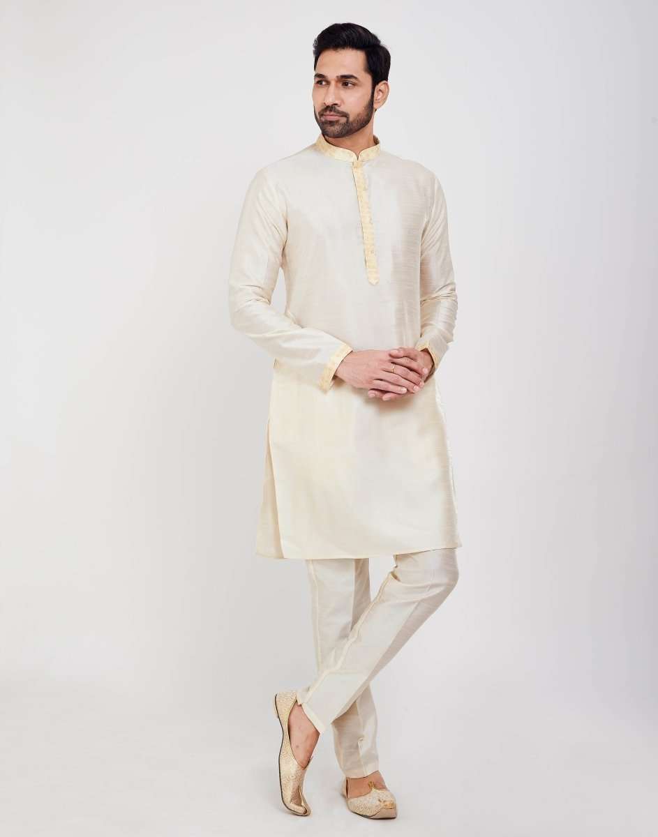 Self Brocade Kurtha Set