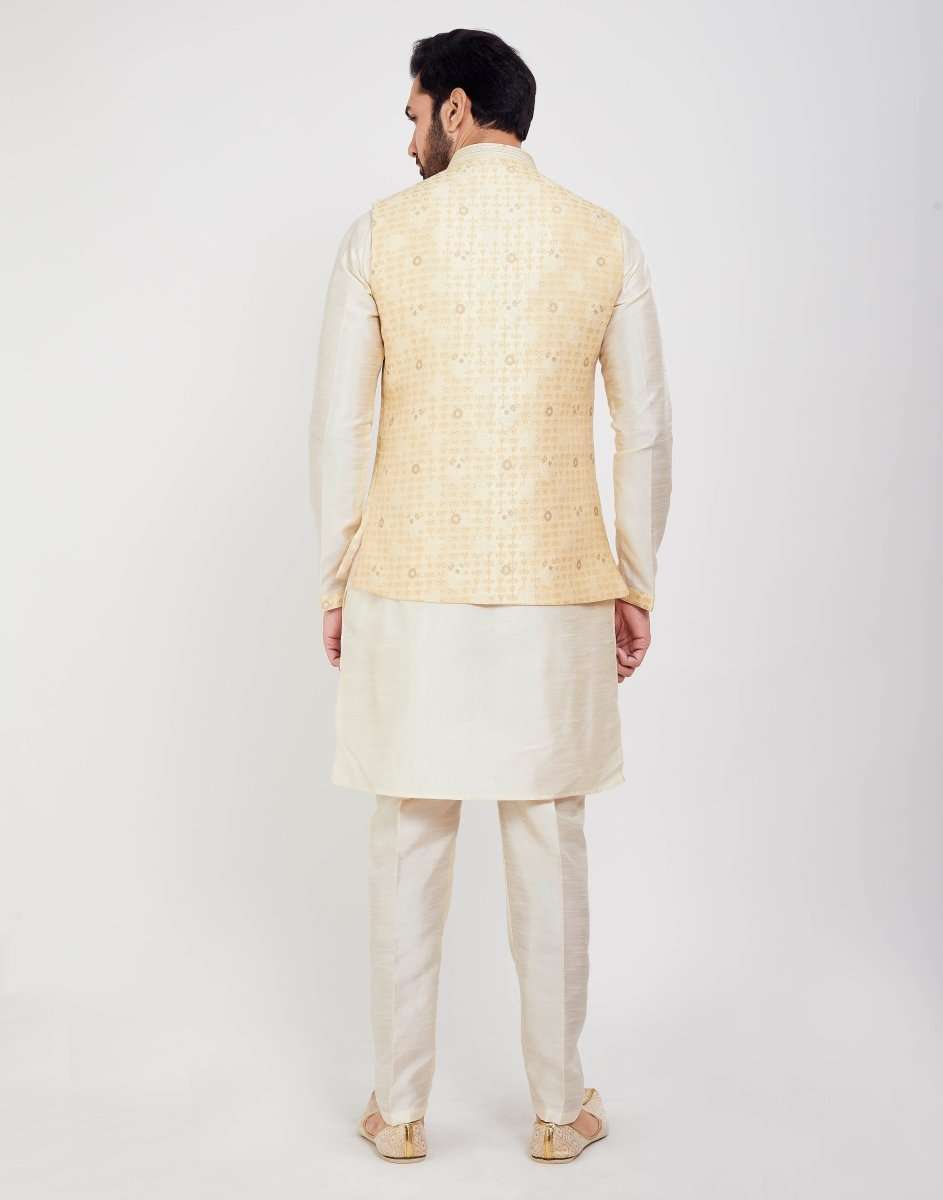 Self Brocade Kurtha Set