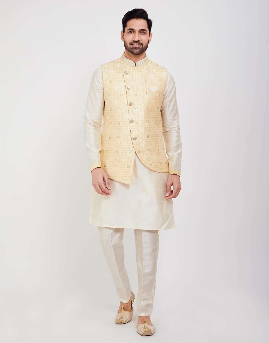 Self Brocade Kurtha Set