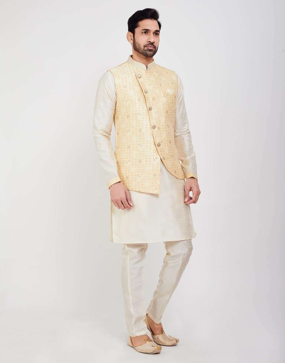 Self Brocade Kurtha Set