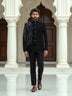 Massive Black Polynosic Pearls work Bandhgala Suit