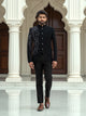 Massive Black Polynosic Pearls work Bandhgala Suit