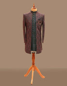 Rama Green & Maroon Self Designed Indo Open Jacket