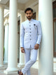 Sky Colour Self Design with Jacket Style Jacquard Jhodpuri Set