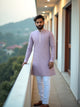 Onion Colour Self Design Raw Silk Embellished work Kurta Pyjama Set