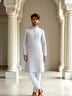 Dust Coloured Raw Silk Thread work Party Wear Kurta Pyjama Set
