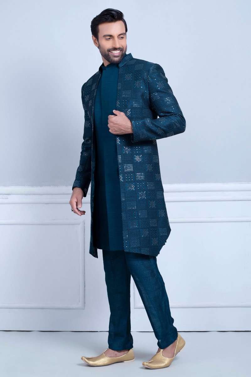 Rawsilk All Over Stylish Sequence Work Indo Open Jacket