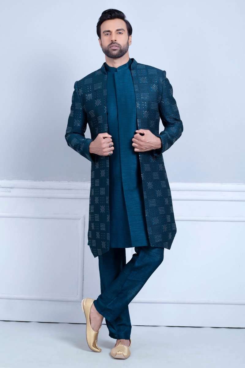 Rawsilk All Over Stylish Sequence Work Indo Open Jacket