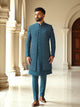 Elegant Self Patterned Sequence work Raw Silk Indo Open Jacket Style