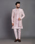 Stylish Lilac Coloured Raw Silk Embroidery work Floral Indo Western Open Jacket Set