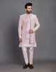 Stylish Lilac Coloured Raw Silk Embroidery work Floral Indo Western Open Jacket Set