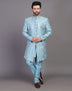 Raw Silk All Over Floral Embroidery Work Indo Open Jacket Set