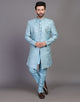Raw Silk All Over Floral Embroidery Work Indo Open Jacket Set
