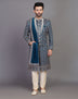 All Over Premium Thread Embroidery work Raw Silk Indo Western Set with Dupatta