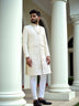 White Floral Thread with Stones work Raw Silk Indo-Set
