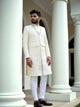 White Floral Thread with Stones work Raw Silk Indo-Set