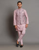 All Over Floral Giza Cotton Thread Embroidery Work Kurta Jacket Set