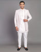 All Over Raw Silk Floral Embroidery Work Indo Open Jacket Set With Dupatta