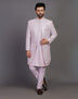 Self Highlighted Thread with Sequence work Raw Silk Indo Open Jacket