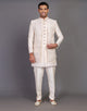 Elegant Floral Raw Silk Embroidery Work Indo Open Jacket Set