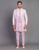 All Over Premium Thread Embroidery Work Raw Silk Indo Western Open Jacket Set With Dupatta