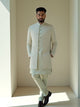 Emerald Pista Floral Patterned Milky Silk Embellished work Indo Open Jacket Style