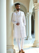 White Self Patterned Thread with Stones Georgette Indo Set Stylish Dupatta