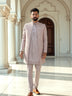 Graceful Onion Floral Motifs Embroidery with Mirror work Matka Silk Indo-Open Jacket