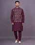 All Over Floral Multi Thread Embroidery work Soft Silk Kurta Jacket Set