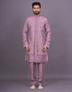 Decent Self Thread Embroidery work Soft Silk Kurta Jacket Set