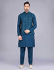 Self Design Milky Silk Embellished work Kurta Set with mala