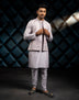 Floral design All Over Elegant Embroidery work Jacquard Kurta Jacket Set